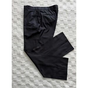 Gulliano Couture Mens Black Suit Pants Super 180s Wool Blend 37X31 Flat Front